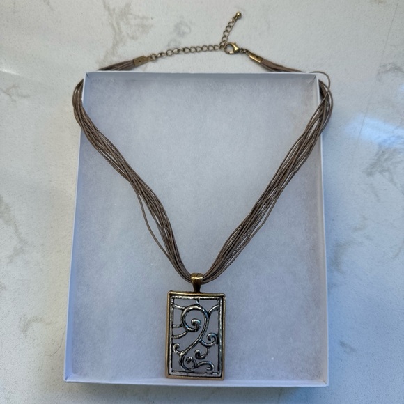 Gorgeous Mix Metal Multi Strand Necklace Beige Gold Silver Handmade 20” - Picture 7 of 10